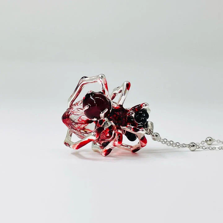 Handcrafted spider web heart pendant necklace with adjustable chain in various styles and colors