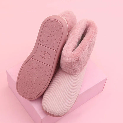 Cozy and durable plush snow boots in various colors, featuring a soft corduroy upper and reliable TPR sole for winter adventures.