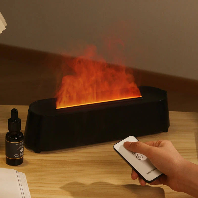 Flame Simulation Aromatherapy Diffuser with Realistic Flame Effect, Ultrasonic Humidifier, and Remote Control