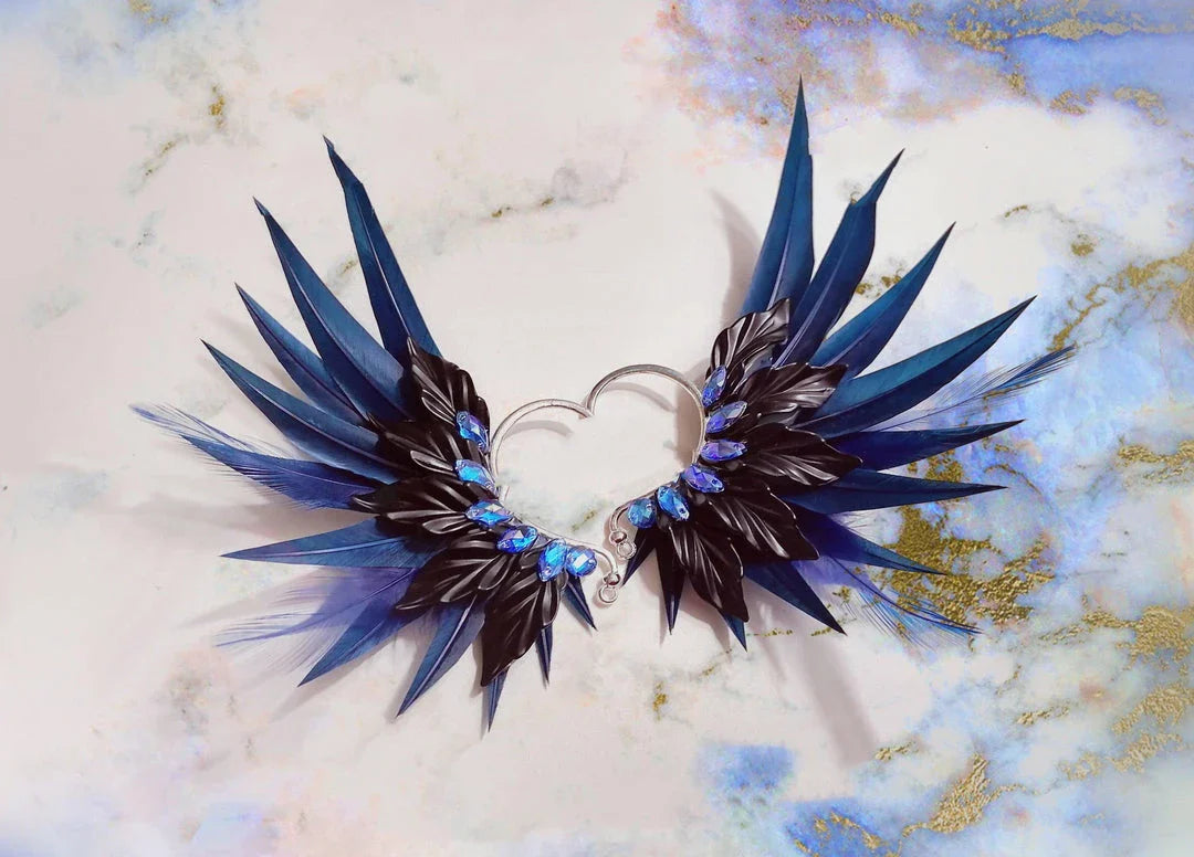 Elegant feather earrings with delicate angel wing design in various color options