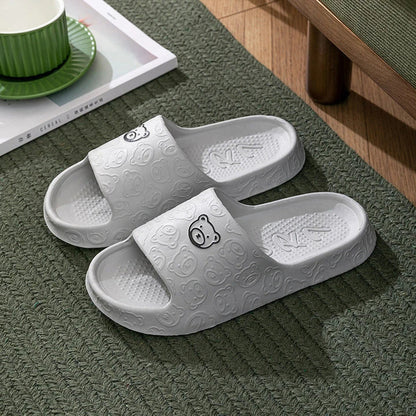 Cozy bear-themed slippers with thick, non-slip soles for indoor wear
