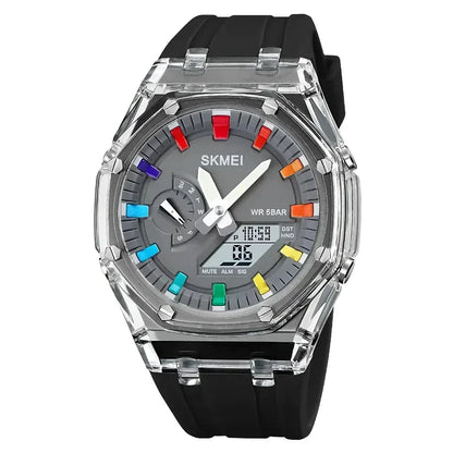 A durable, waterproof digital sports watch with LED lighting for easy reading in any conditions