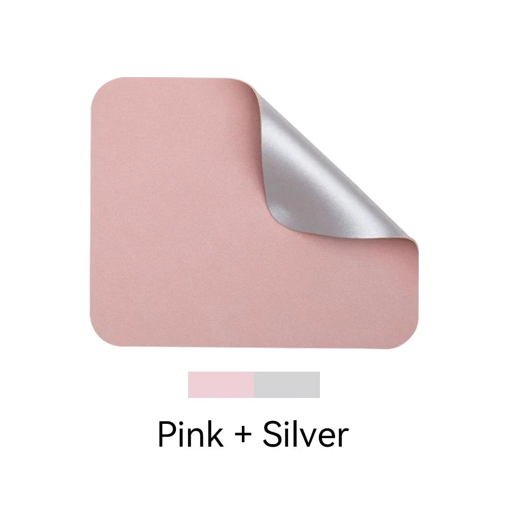 Vibrant Dual-Sided Waterproof Mouse Pad with Pink and Silver Color Options for a Stylish and Functional Desk Accessory