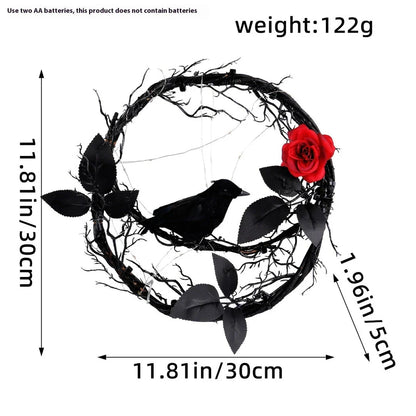 Glowing Dead Wood Black Crow Halloween Garland Decoration with Eerie Lighting Effect