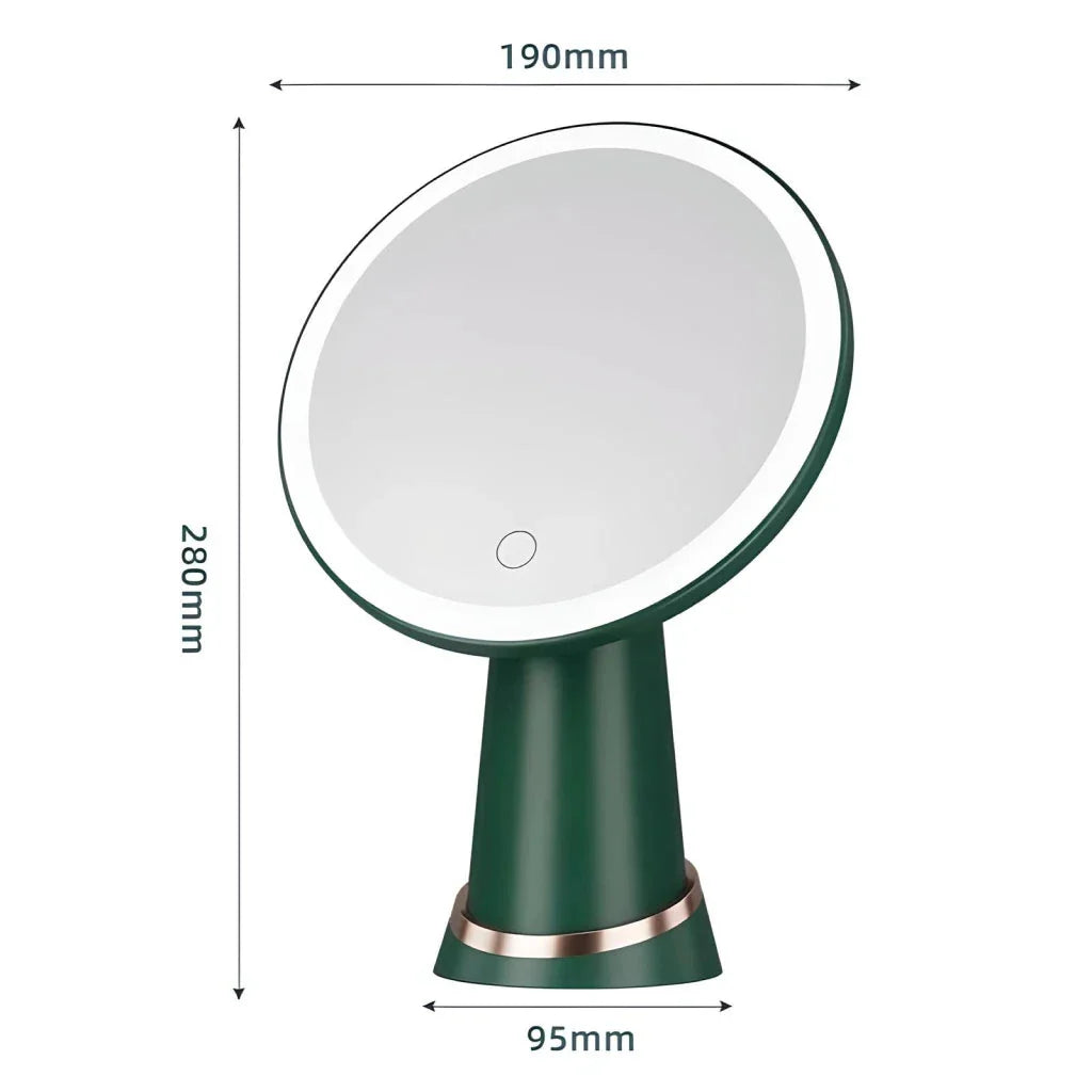 Illuminating LED makeup mirror with adjustable lighting and touch controls for perfect application and radiant results