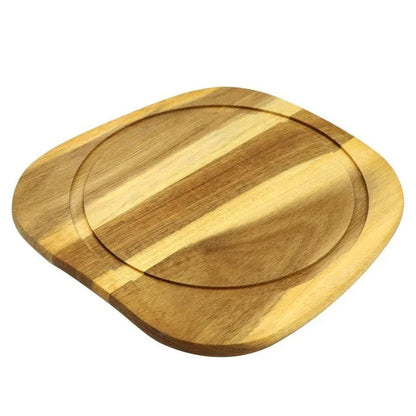Premium Acacia wood chopping board with a juice groove for containing messy juices during food preparation