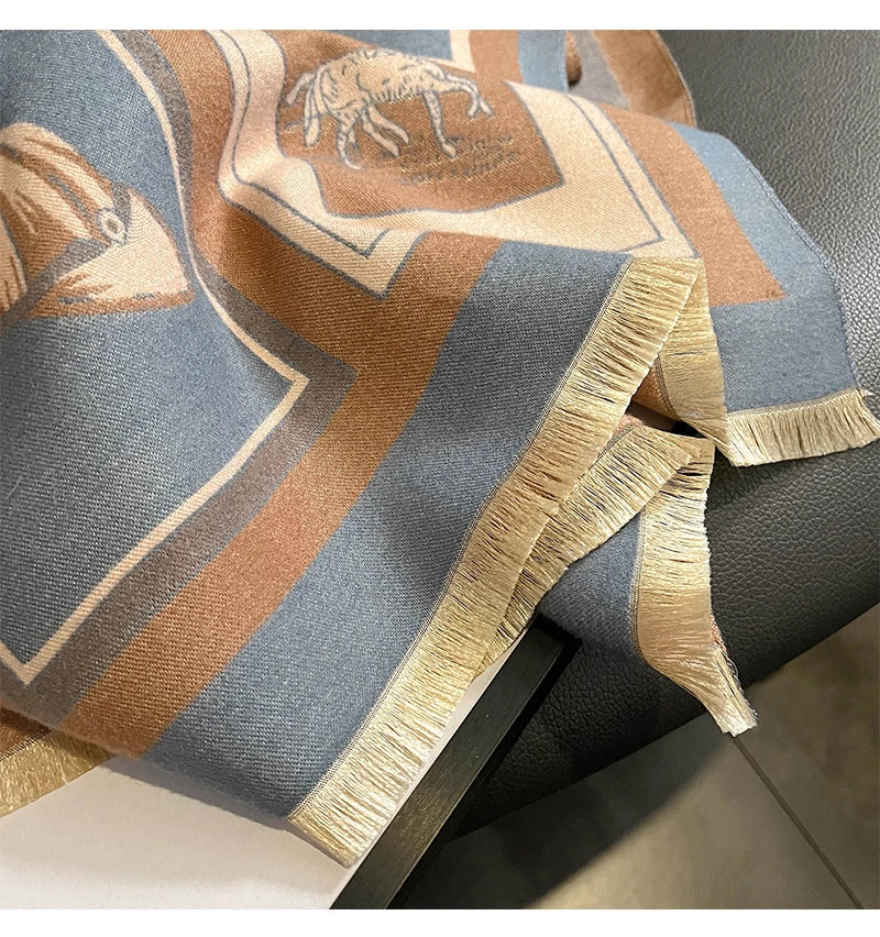 Elegant cashmere-blend scarf in a variety of colors, featuring a versatile design for warmth and cooling
