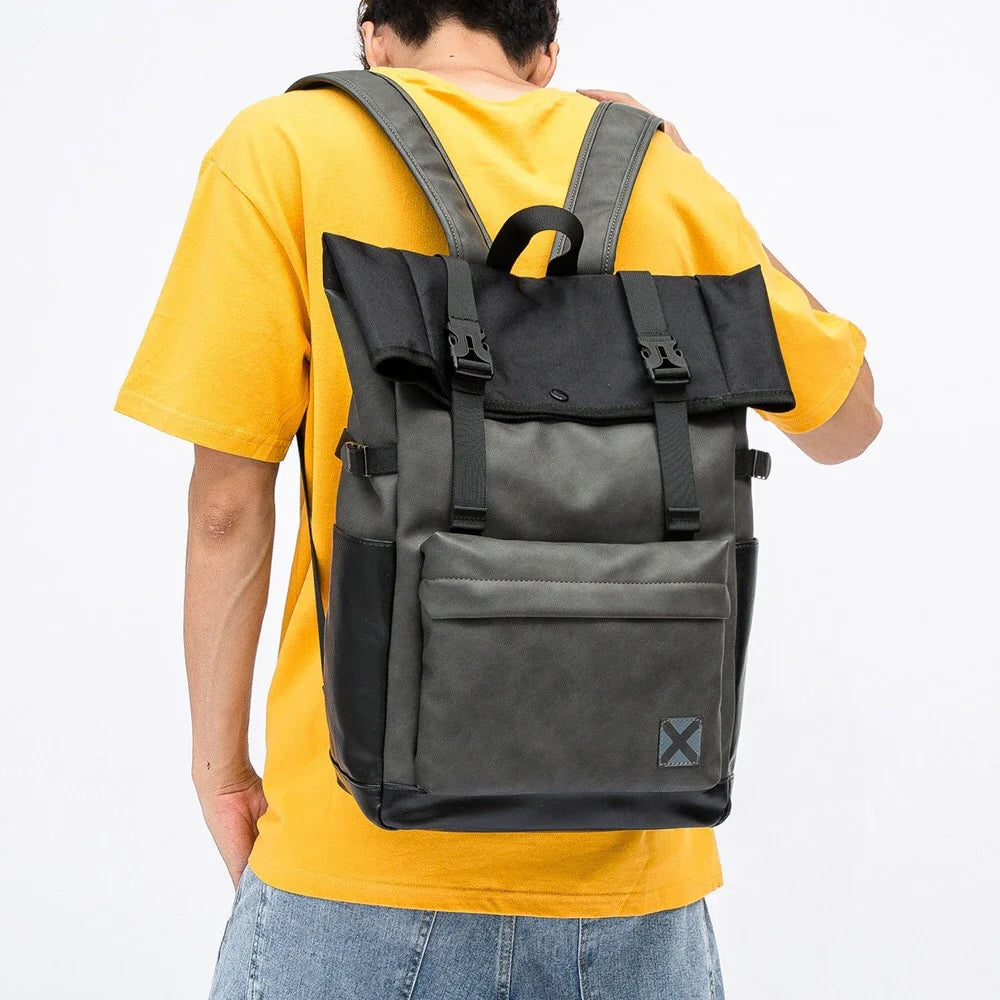 A large, high-quality PU leather backpack with a sleek, modern design and ample storage capacity