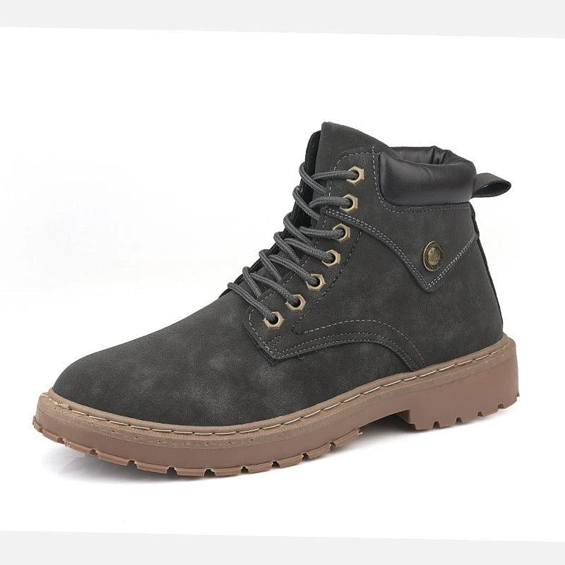 Premium men's casual Martin boots with round toe, made of durable PU material and featuring a comfortable rubber sole for all-day support.