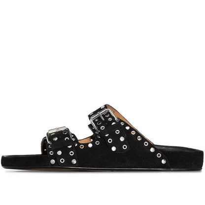 Premium leather platform sandals for women with a stylish buckle detail and comfortable rubber sole