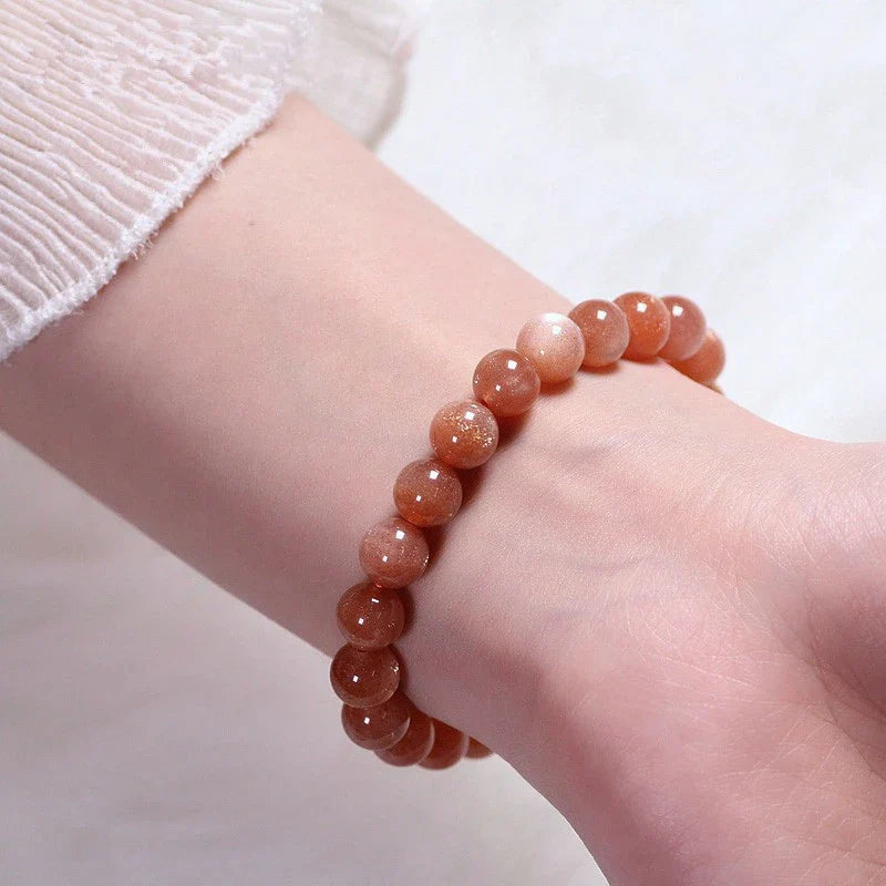 Natural Orange Moonstone Bracelet with Elegant Geometric Design
