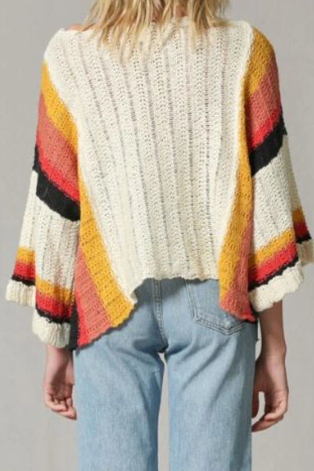 Premium Hollow Out Beach Shirt with Vibrant Knitted Rainbow - Comfortable, Stylish Beachwear for Warm Weather Outings