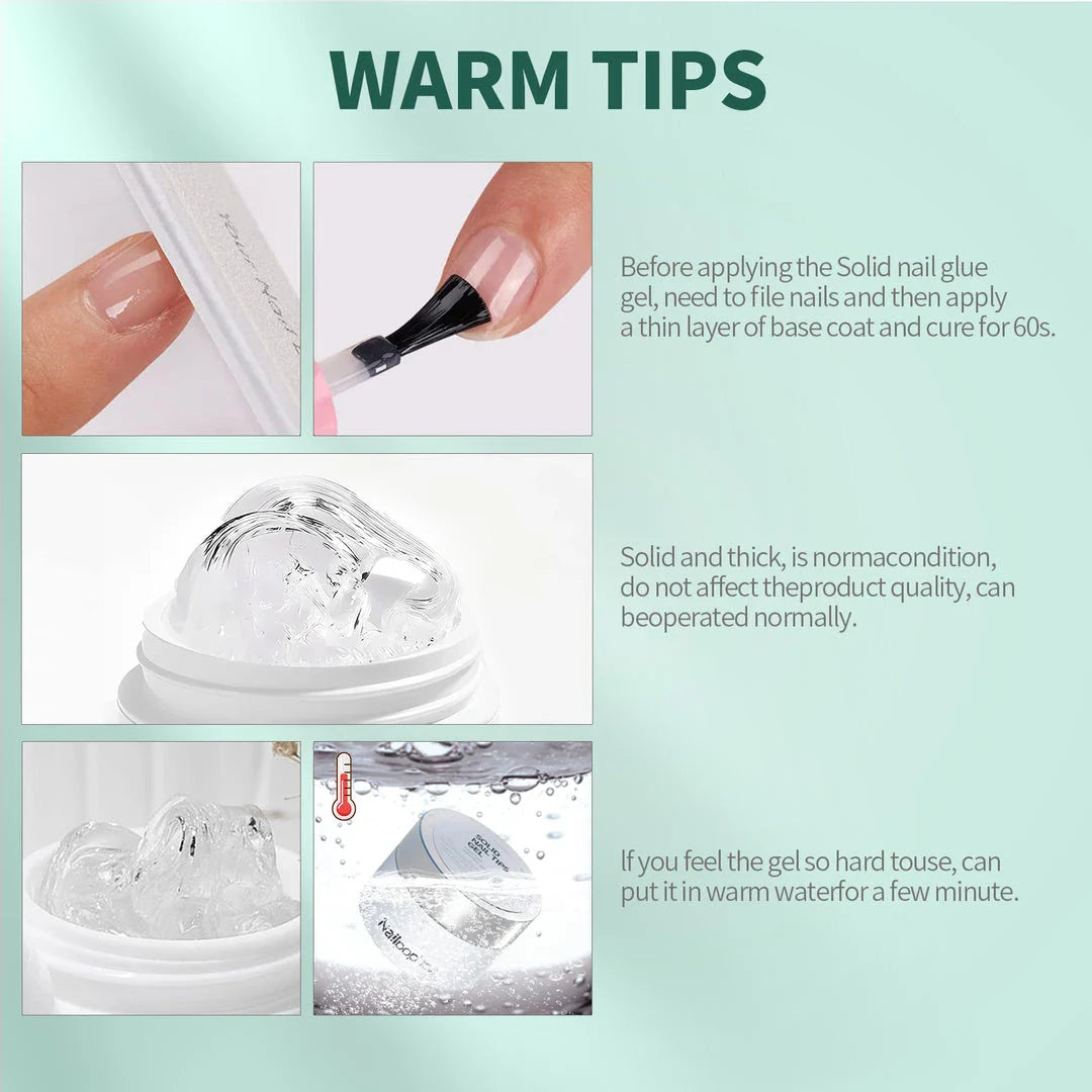 Nailpop Solid Nail Patch Gel - Transparent, long-lasting adhesive for professional-looking nail tips at home