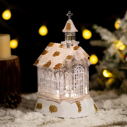 Elegant Crystal Church House Music Box Christmas Tree Ornaments with Soothing Melodies