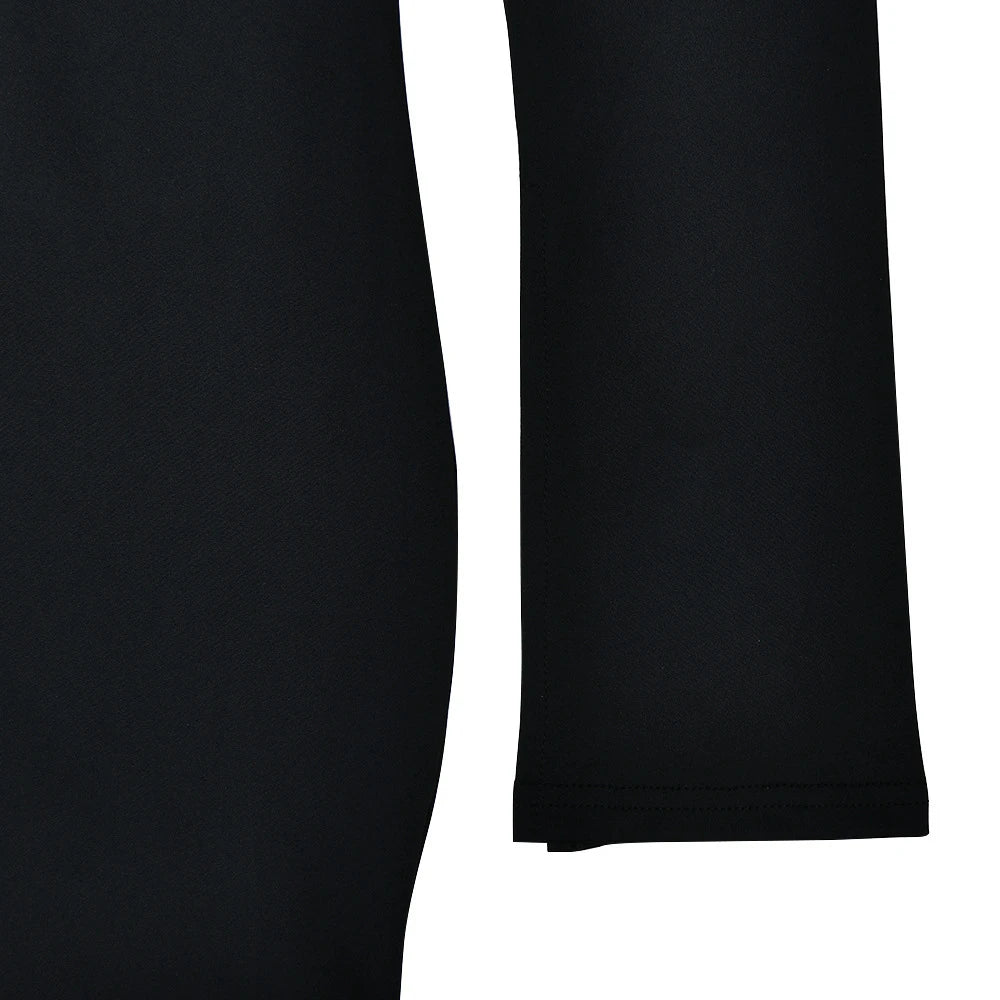 A stylish long sleeve dress with a slim, figure-flattering silhouette and classic round neckline