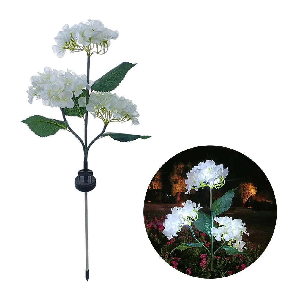 Captivating Hydrangea Rose Solar LED Garden Lights that effortlessly illuminate outdoor spaces with natural elegance