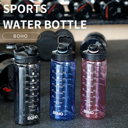 A large 2-liter water bottle with a straw, designed for active lifestyles and everyday hydration needs.