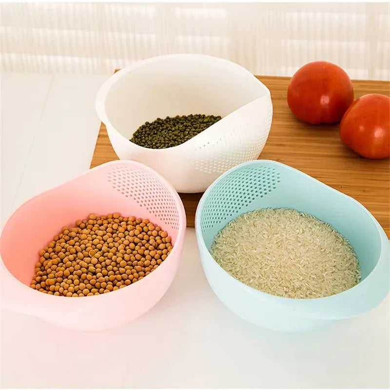 A multi-purpose kitchen drain basket with handles, made of high-quality polypropylene material for efficient draining and easy cleaning.