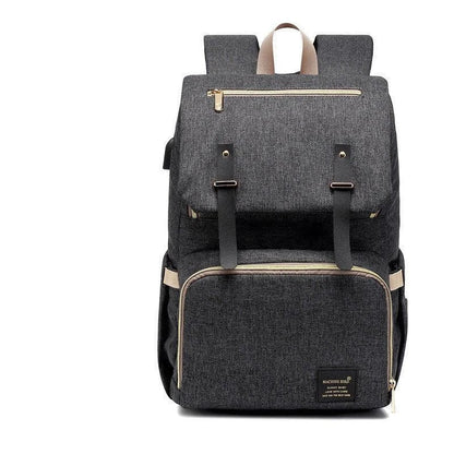 Premium diaper backpack with insulated pockets, stroller attachment, and USB charging port
