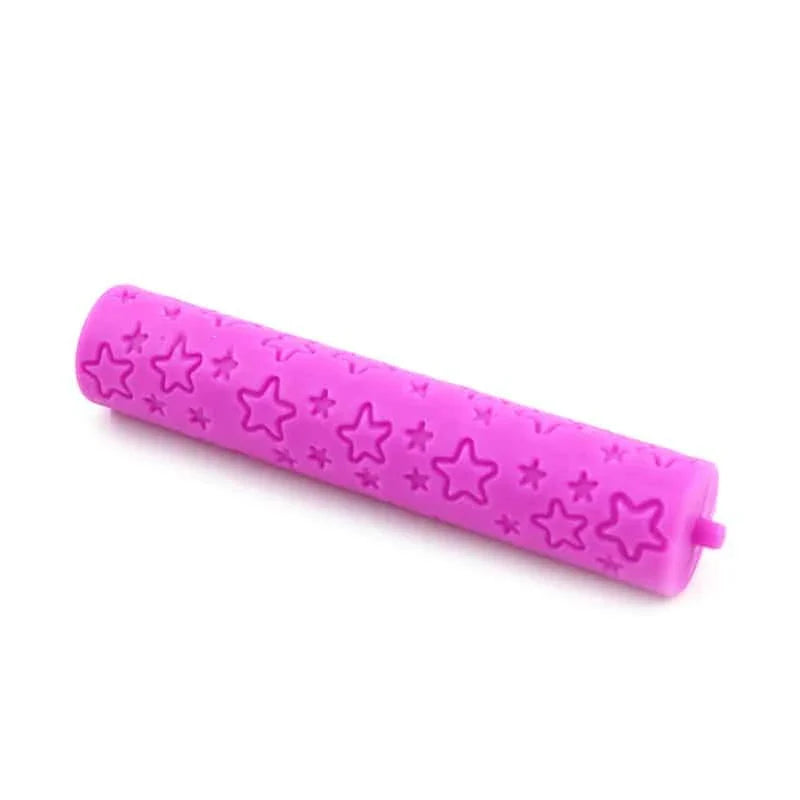 3-piece decorative rolling pin set with floral and star patterns, made of high-quality plastic for easy baking and cleaning