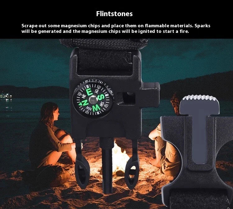 Outdoor survival watch with compass, parachute cord, and water-resistant design for rugged adventures