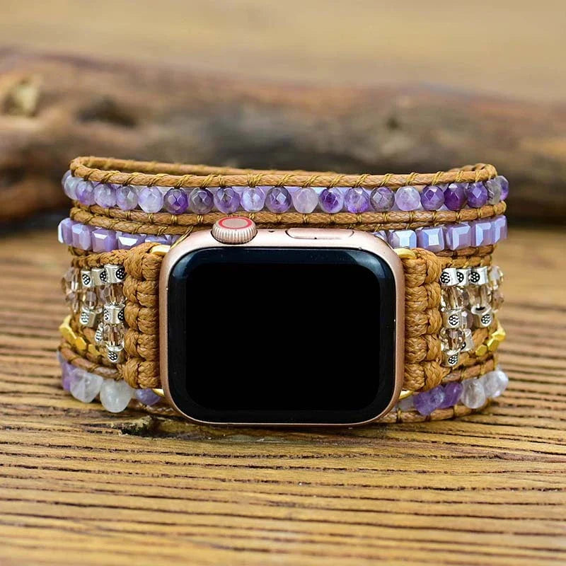 Geometric Bead Hand Woven Watch Strap with premium crystal beads and adjustable design for a comfortable fit