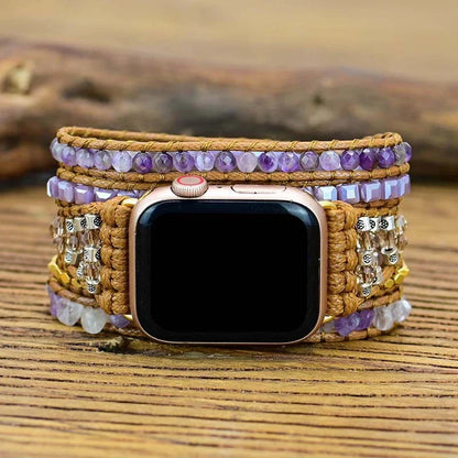 Geometric Bead Hand Woven Watch Strap with premium crystal beads and adjustable design for a comfortable fit