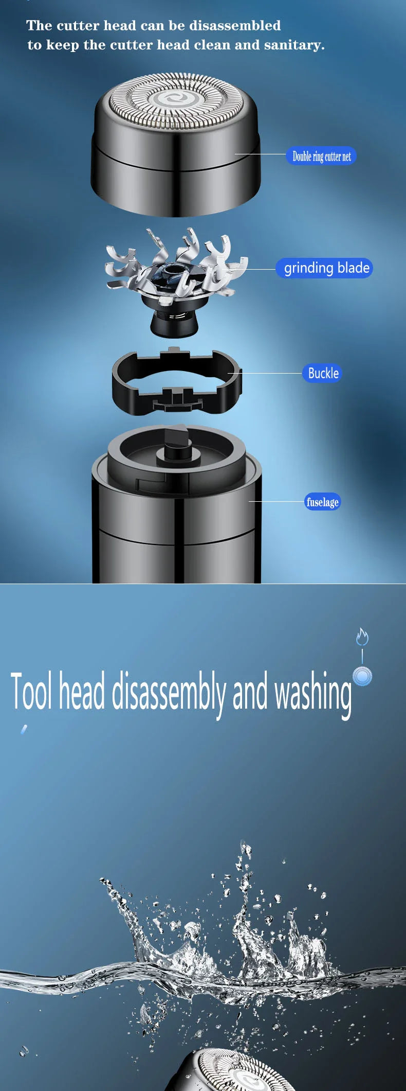 Dual Arc Lighter Razor with sleek zinc alloy body and stainless steel blade for effortless beard grooming