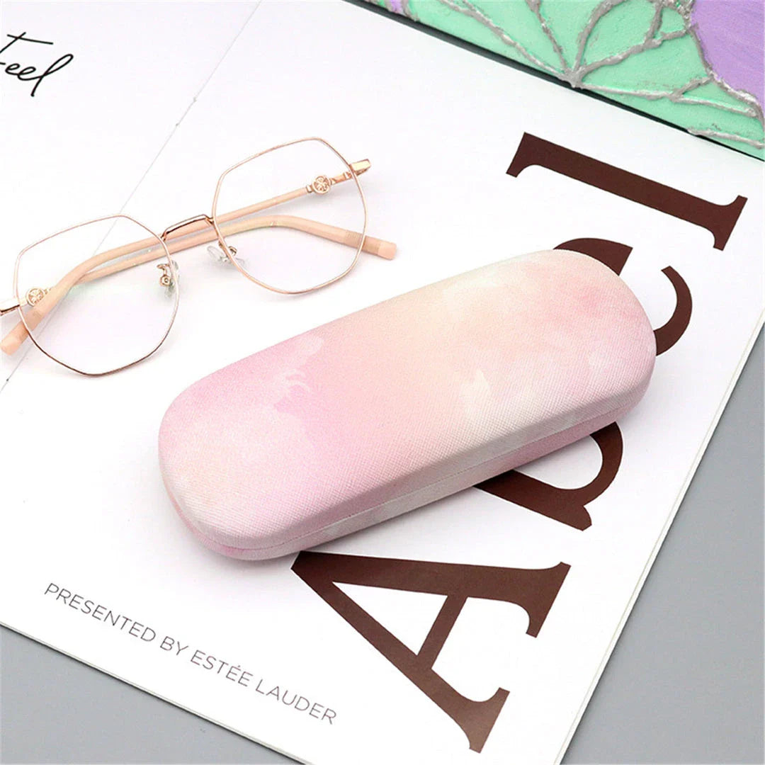 Gradient Cloud Printed Eyewear Case with Durable Metal Frame and Soft Velvet Lining to Protect Glasses