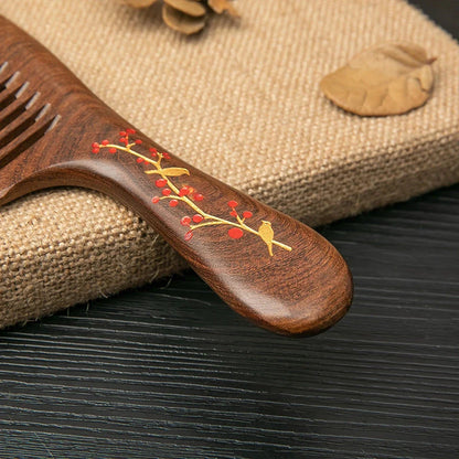 Natural Sandalwood Hair Comb with Ergonomic Design for Frizz Control and Healthy Hair
