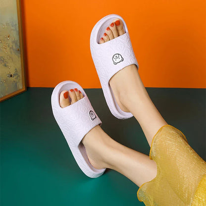 Cozy bear-themed slippers with thick, non-slip soles for indoor wear