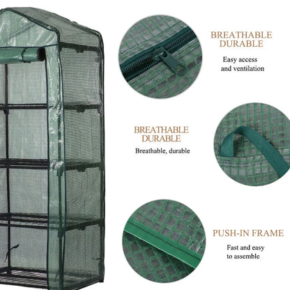 Compact 4-Tier Mini Greenhouse Cover with Roll-Up Zipper Door for Indoor Gardening