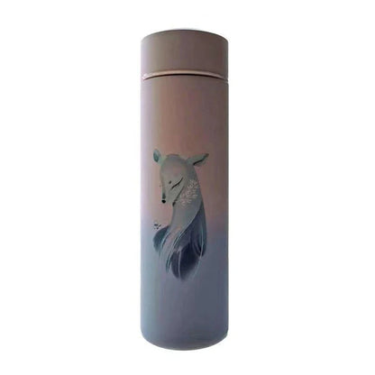 Premium insulated thermos with a sleek deer print design, keeping beverages hot or cold for up to 12 hours