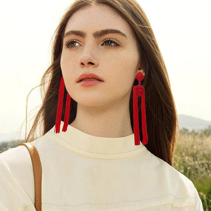 Elegant Bohemian Tassel Earrings with vintage-inspired charm and sophisticated metal finishes