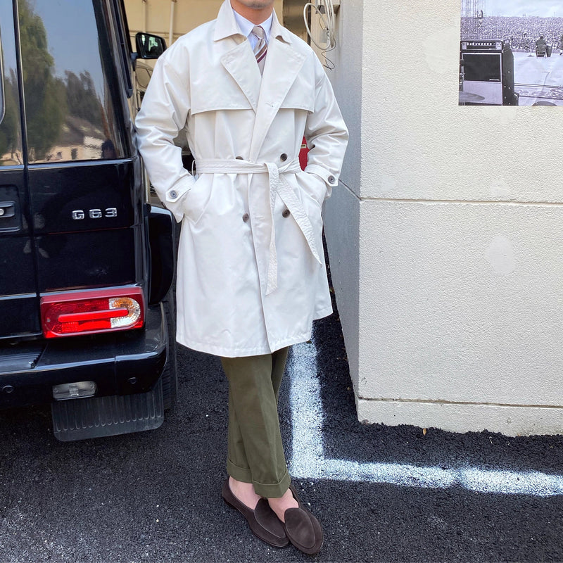Hhomeenjoy Commuter-Friendly Mid-Length Trench Coat with Double-Breasted Lapels