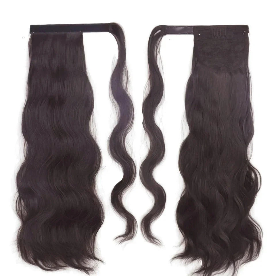 Glamorous blonde wavy clip-in ponytail for a Hollywood-inspired hairstyle