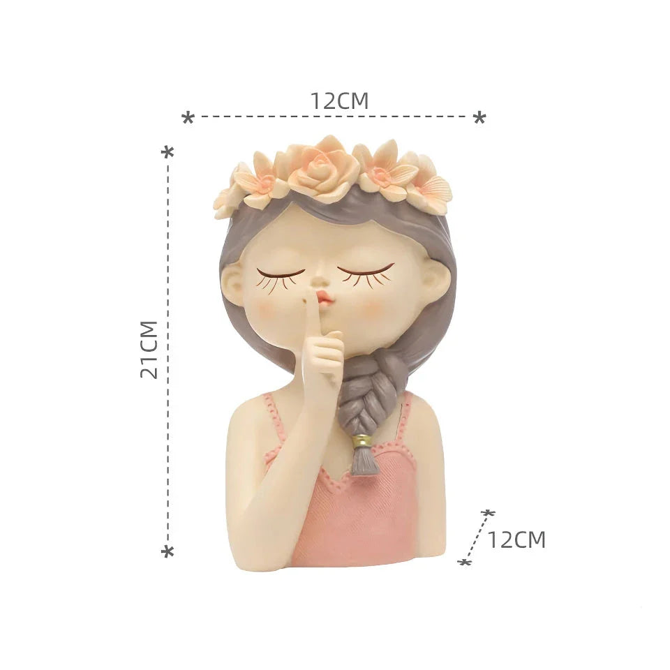 7.8-inch Fairy Girl Planter with hand-painted details, designed to hold succulents and small plants