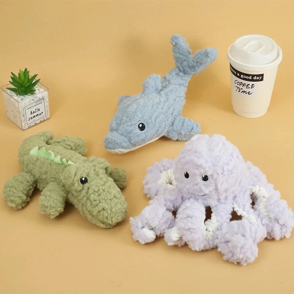 Plush Squeaky Dog Toy in Crocodile, Giraffe, and Elephant Shapes - Durable, Engaging, and Perfect for All Sizes of Dogs