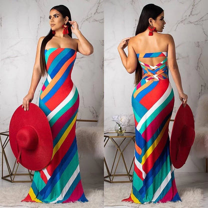 Premium halter dress with vibrant printed design, flattering silhouette, and breathable polyester fabric