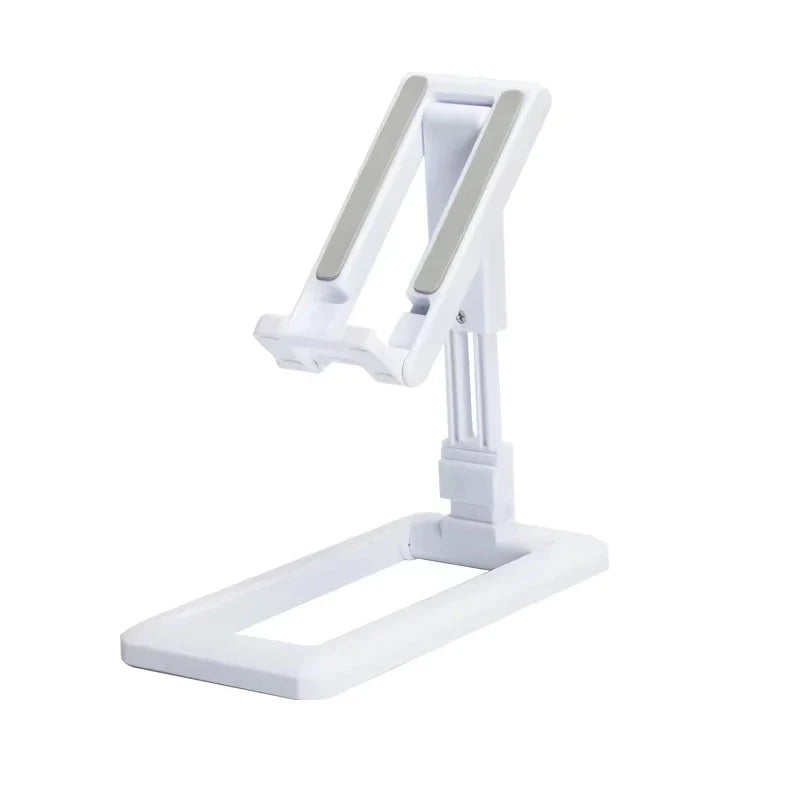 Adjustable and foldable phone stand made of durable aluminum alloy and silicone pads for hands-free convenience