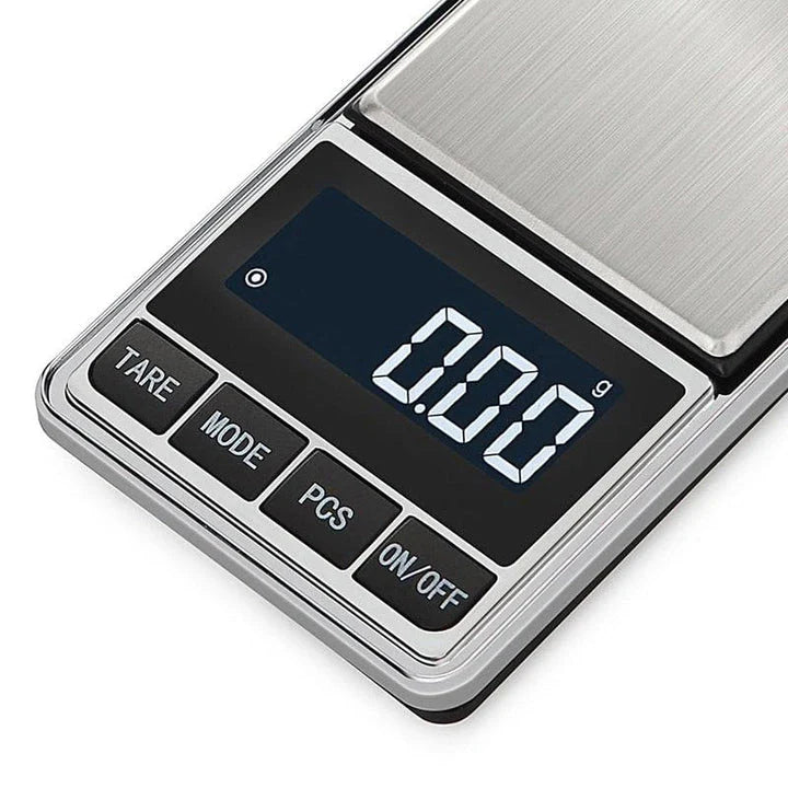 Compact electronic pocket scale with precise weight capacity, versatile design, and intuitive one-touch operation for on-the-go measurements