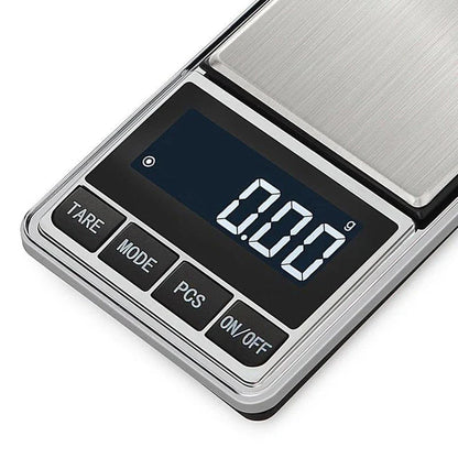 Compact electronic pocket scale with precise weight capacity, versatile design, and intuitive one-touch operation for on-the-go measurements