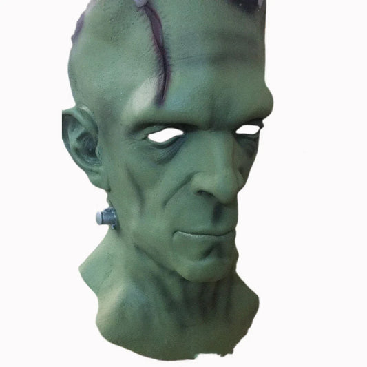 Premium green latex Halloween horror mask with detailed design for masquerade parties and costume events