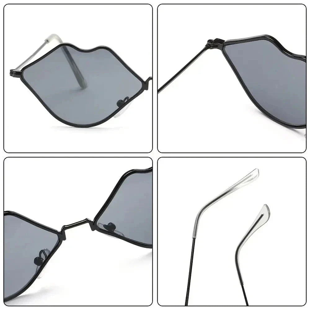 Chic Red Lips Cat Eye Sunglasses for Women with UV400 Protection and Durable Alloy Frame