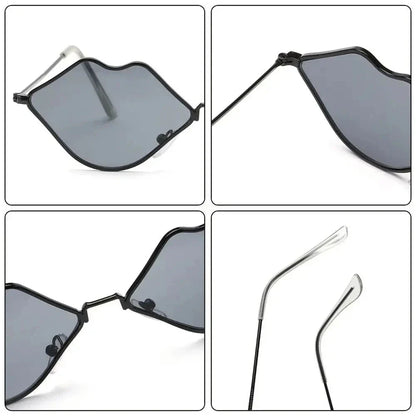Chic Red Lips Cat Eye Sunglasses for Women with UV400 Protection and Durable Alloy Frame