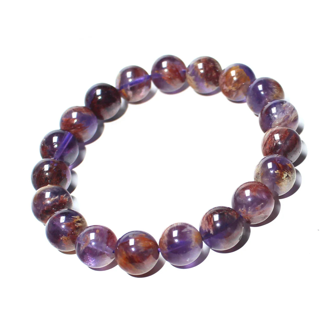 Natural purple ghost crystal fashion bracelet with versatile single-ring design and polished finish