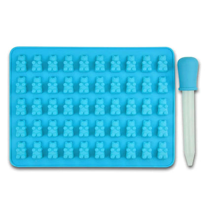 Cute bear-shaped nonstick silicone candy molds in blue color