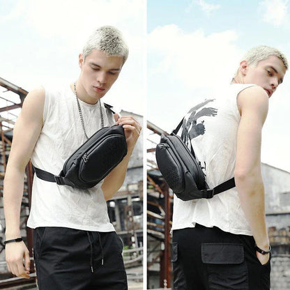 Trendha Mini Casual Sports Shoulder Bag in Black, featuring a compact yet roomy design, durable Oxford cloth construction, and waterproof protection.