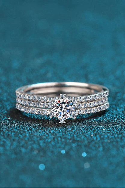 Dazzling 1-Carat Moissanite Sterling Silver Ring with Sparkling Zircon Accents
