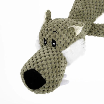 Adorable animal-shaped cotton chew toys for dogs in various sizes and colors